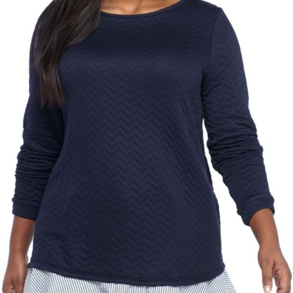 NWT Crown & Ivy Chevron 2fer Shirt Tail Sweatshirt - Picture 4 of 5